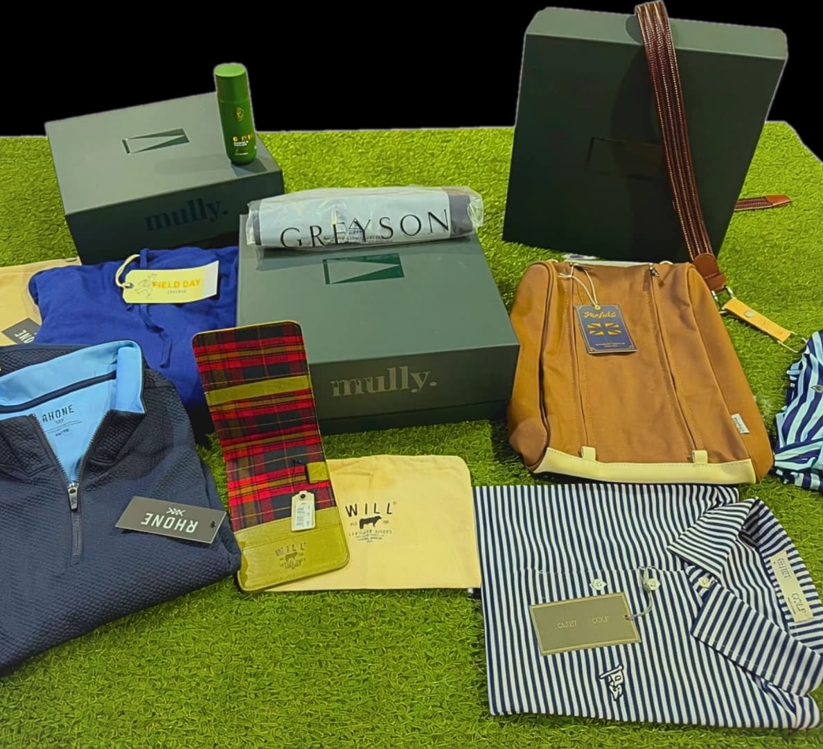 A curated shipment of Mully goods, arranged flat